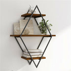 Geometric Vintage Rustic Wooden Floating Shelves