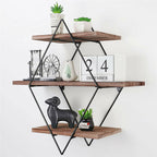 Geometric Vintage Rustic Wooden Floating Shelves