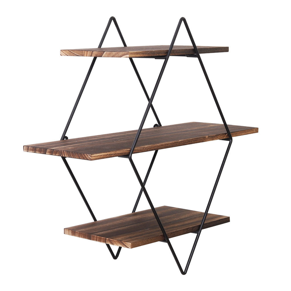 Geometric Vintage Rustic Wooden Floating Shelves