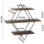 Geometric Vintage Rustic Wooden Floating Shelves