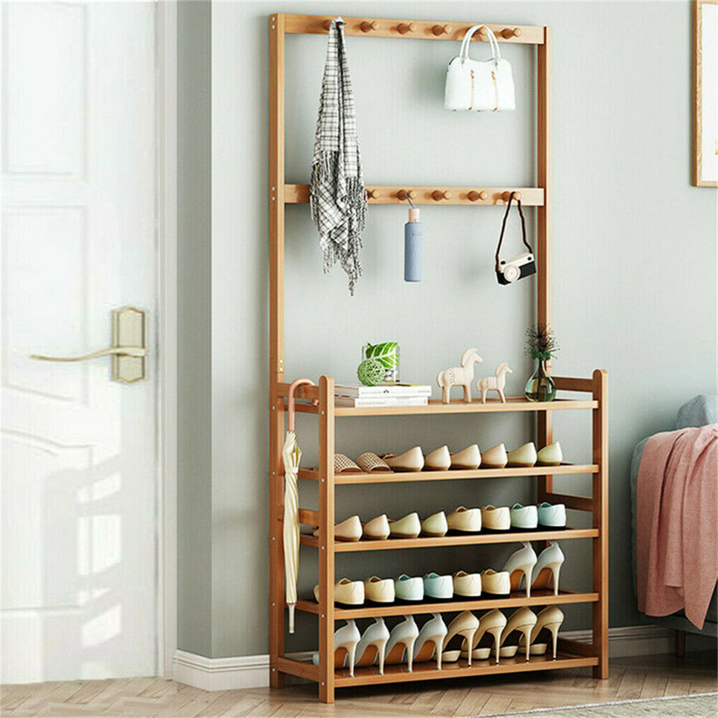 Elegant Bamboo 5-Tier Entryway Storage Rack