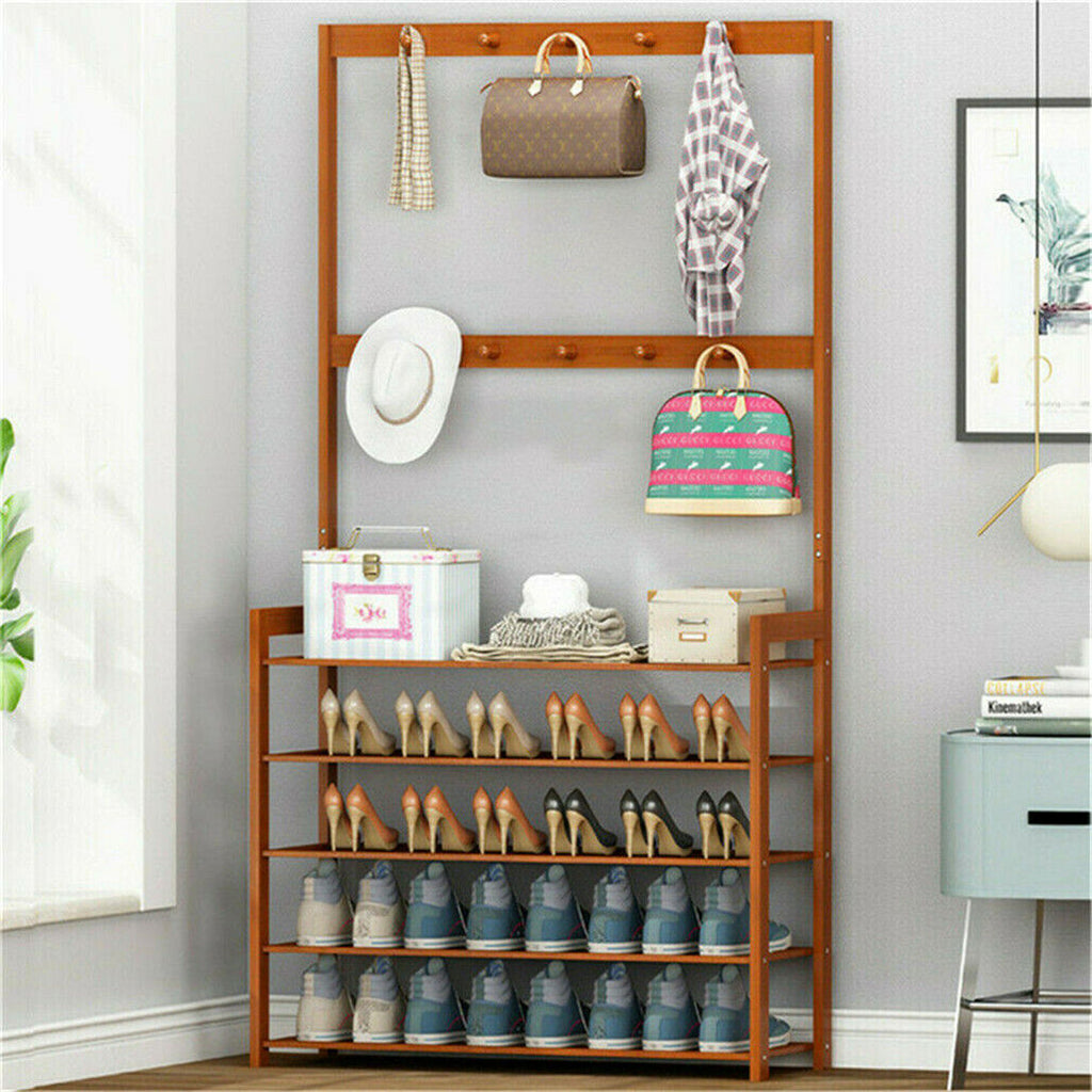 Elegant Bamboo 5-Tier Entryway Storage Rack