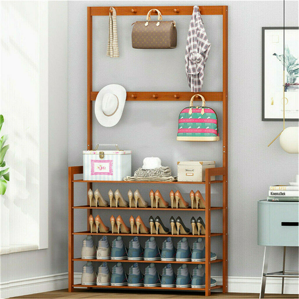 Elegant Bamboo 5-Tier Entryway Storage Rack