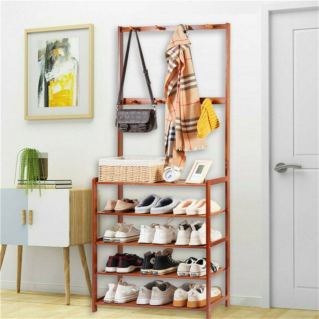 Elegant Bamboo 5-Tier Entryway Storage Rack