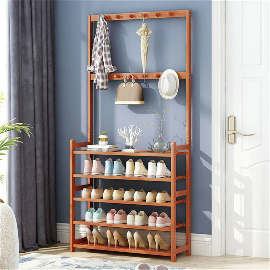 Elegant Bamboo 5-Tier Entryway Storage Rack