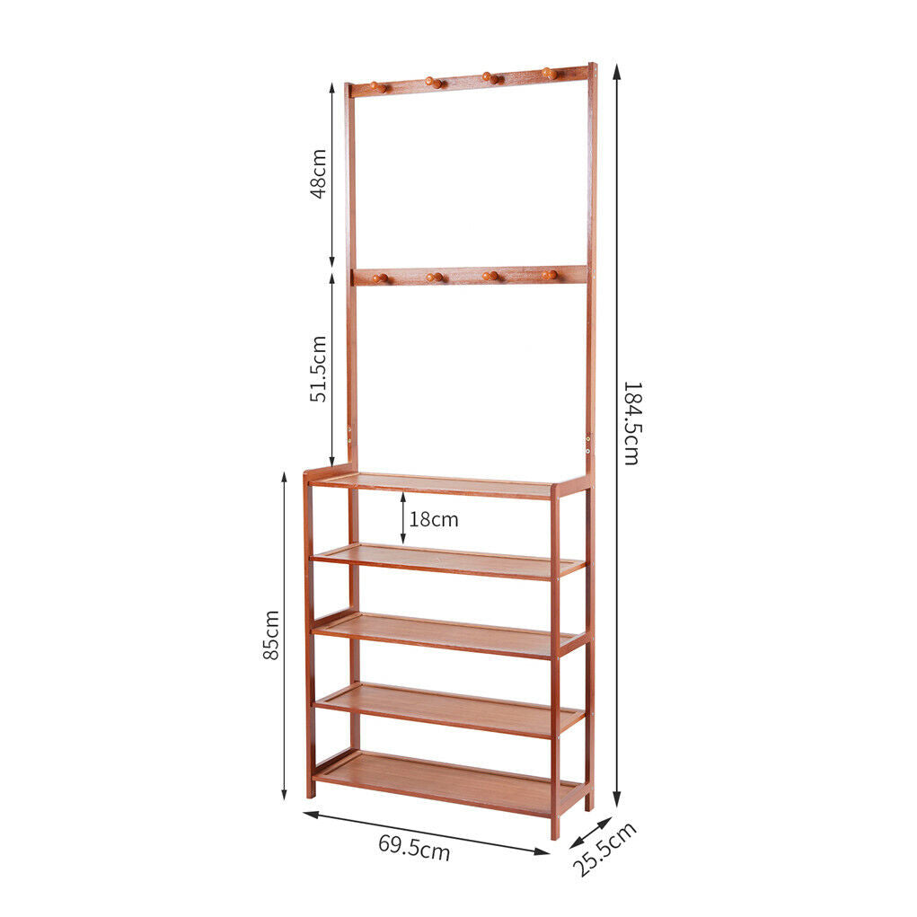 Elegant Bamboo 5-Tier Entryway Storage Rack