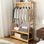 Eco-Friendly Bamboo Garment Rack with Wheels