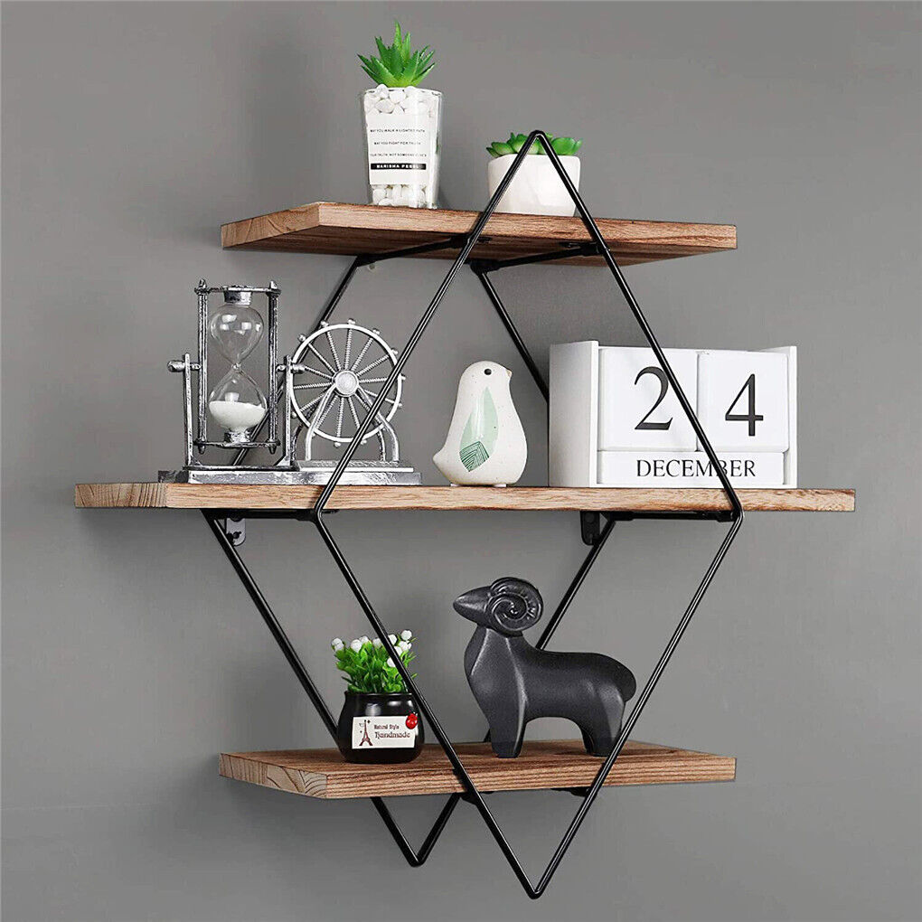 Rustic 3-Tier Floating Wall Shelves