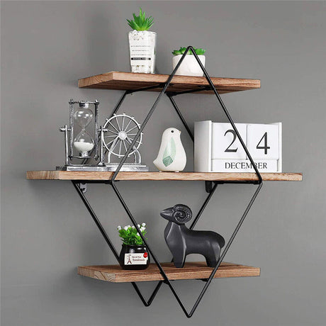Rustic 3-Tier Floating Wall Shelves