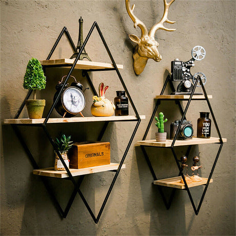 Rustic 3-Tier Floating Wall Shelves