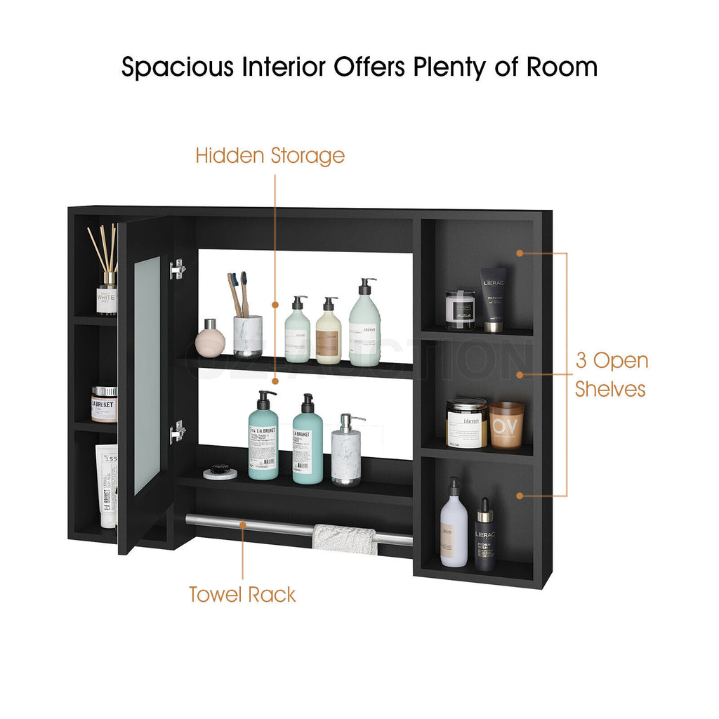 Bathroom Mirrored Cabinet Wall Storage Organizer