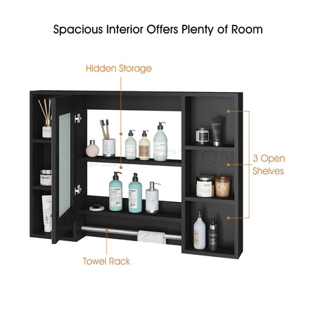 Bathroom Mirrored Cabinet Wall Storage Organizer