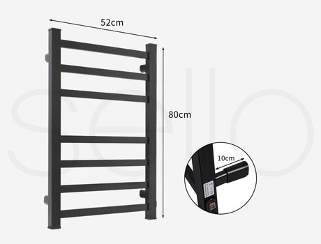 7-Bar Electric Heated Towel Rail in Black