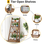 Rustic Wood 4-Tier Plant Stand & Bookshelf