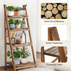 Rustic Wood 4-Tier Plant Stand & Bookshelf