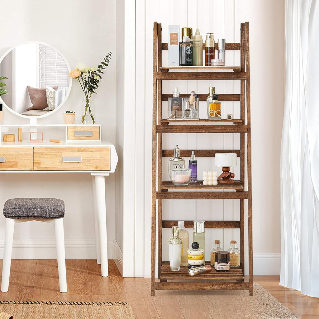 Rustic Wood 4-Tier Plant Stand & Bookshelf