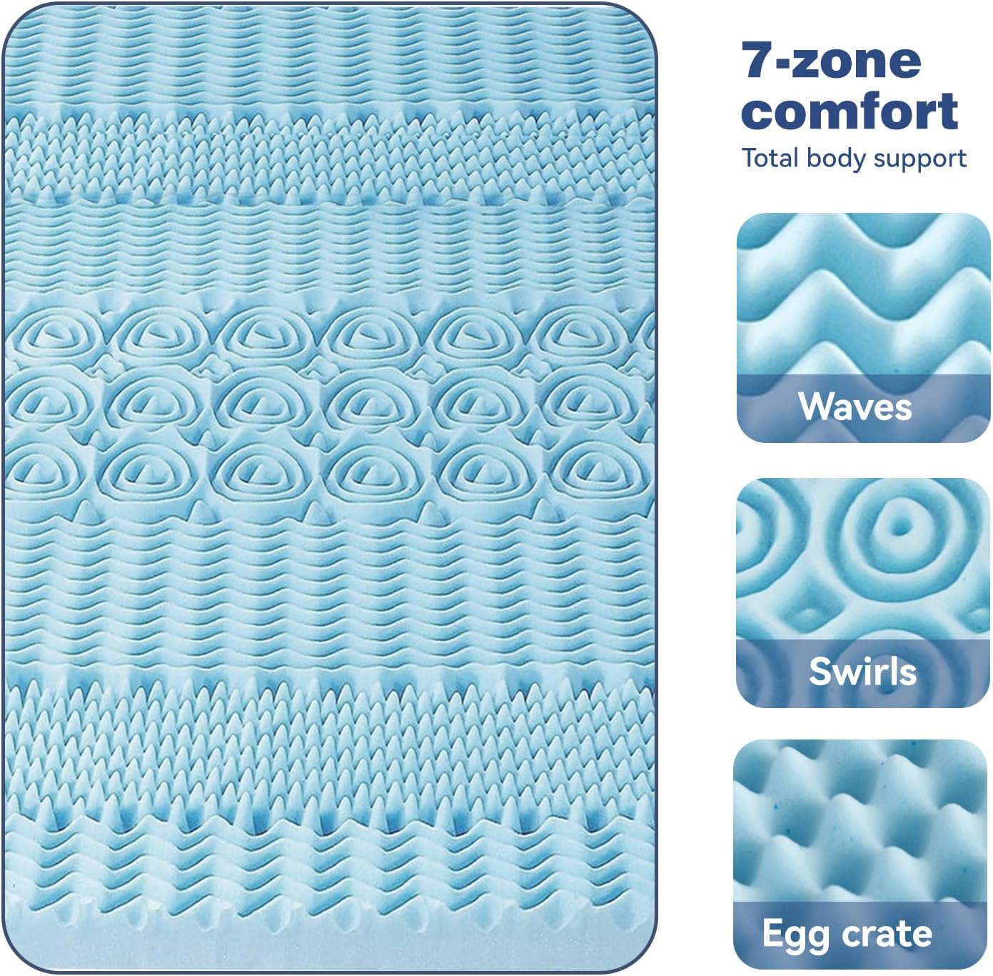 Premium 7-Zone Bamboo Memory Foam Topper