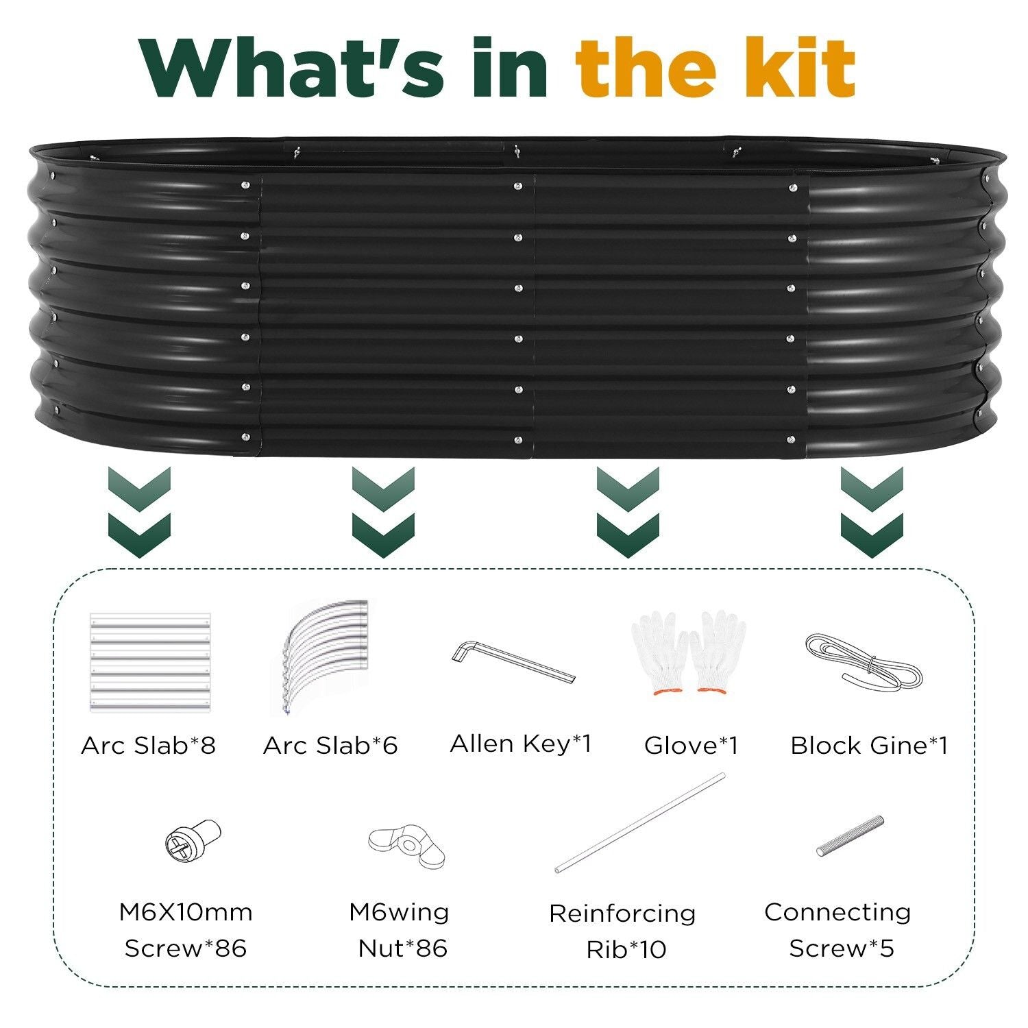 Oval Raised Garden Bed Galvanised Steel 240x80x42cm Planter