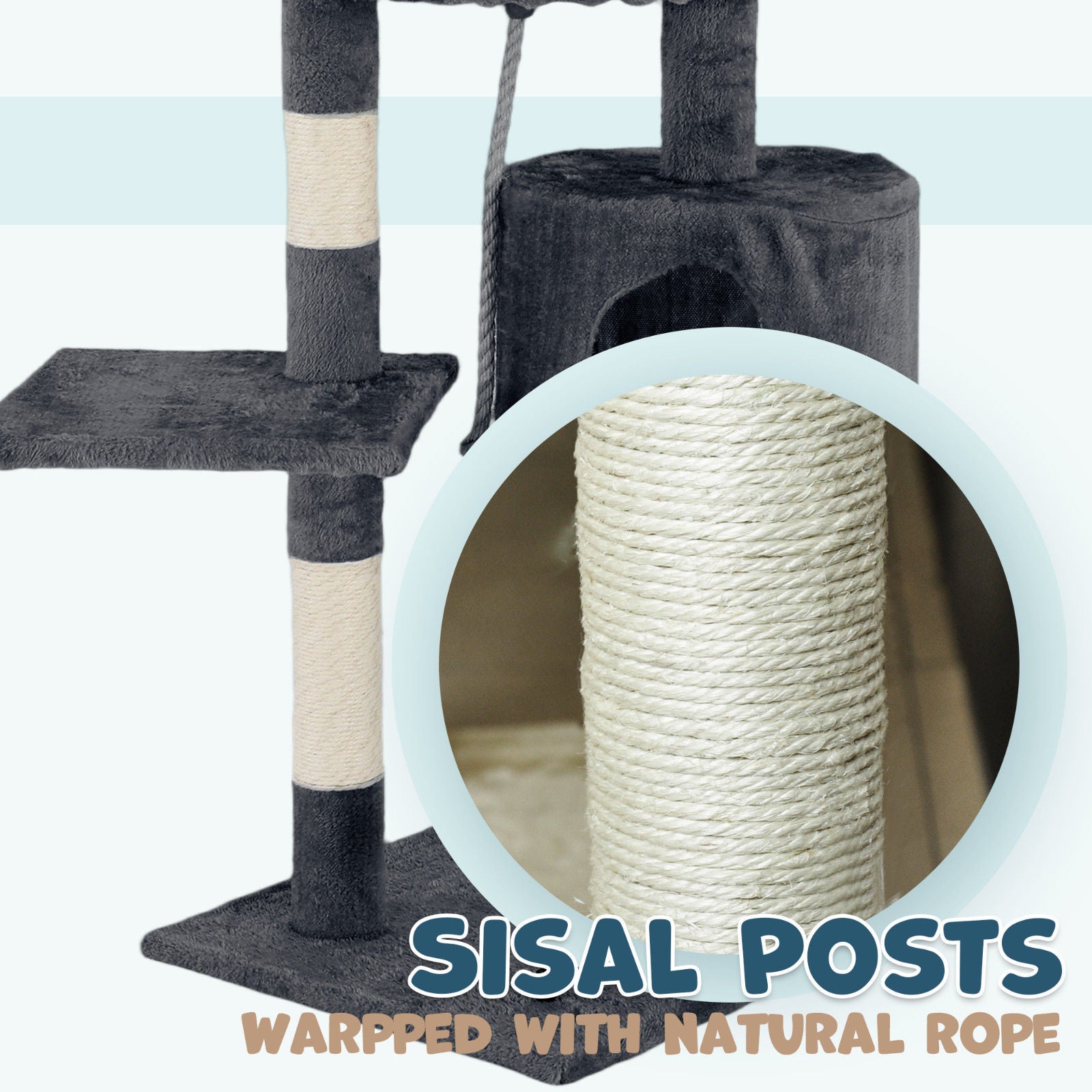 Cat Tower Tree Condo Scratching Post Dark Grey 142cm