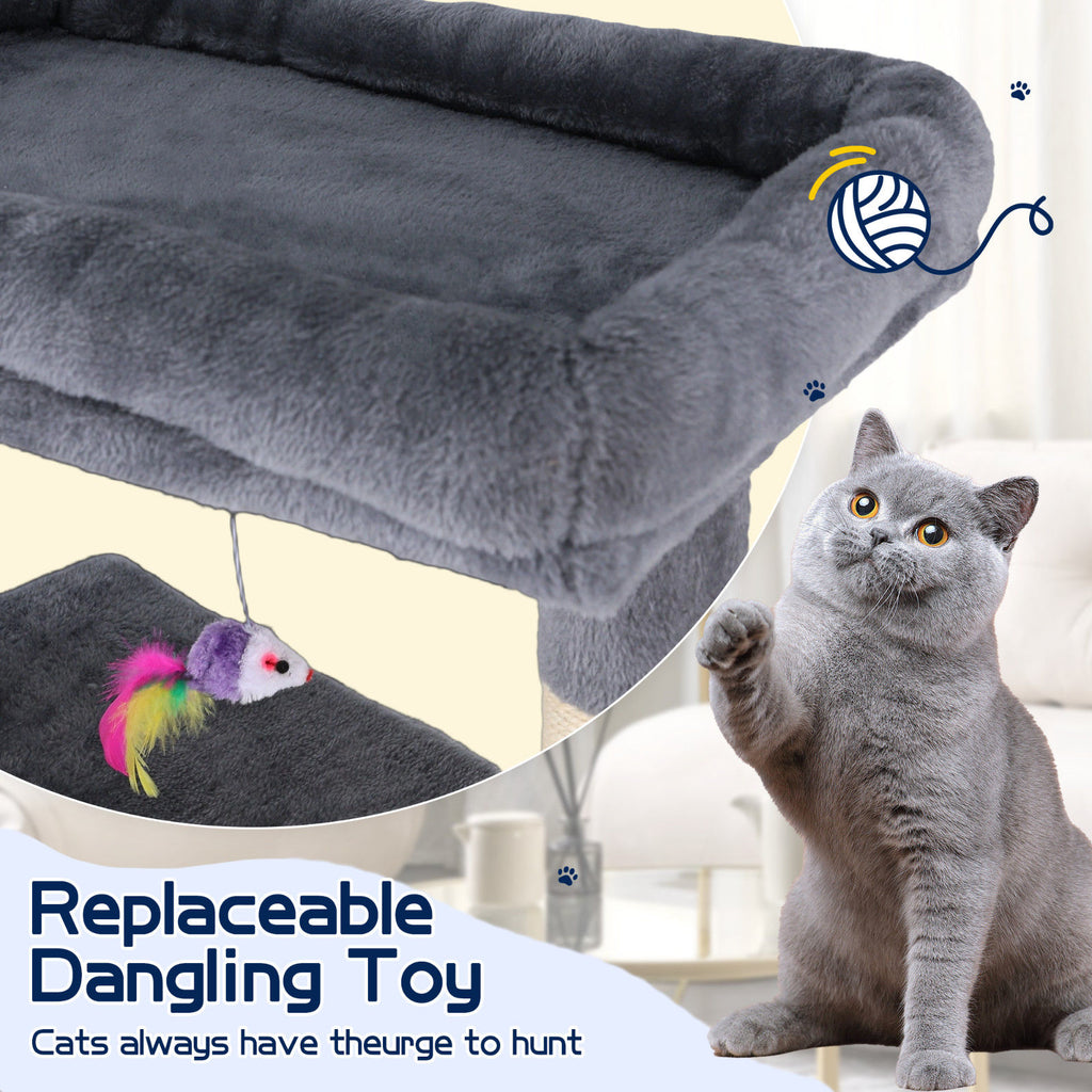 Cat Tower Tree Condo Scratching Post Dark Grey 142cm