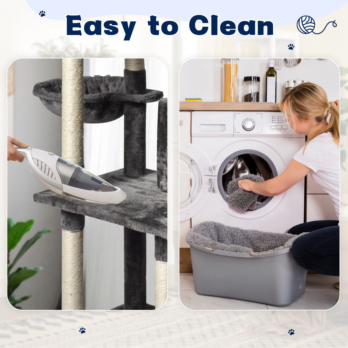 Large Grey Cat Tree Tower Condo with Scratching Post Bed