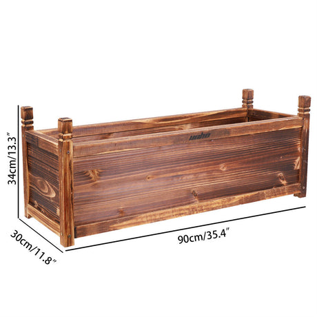 Large Raised Garden Bed Wooden Planter 90x30x33cm