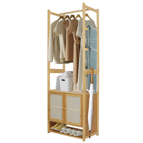 Elegant Bamboo Clothes Rack with Storage