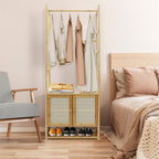 Elegant Bamboo Clothes Rack with Storage