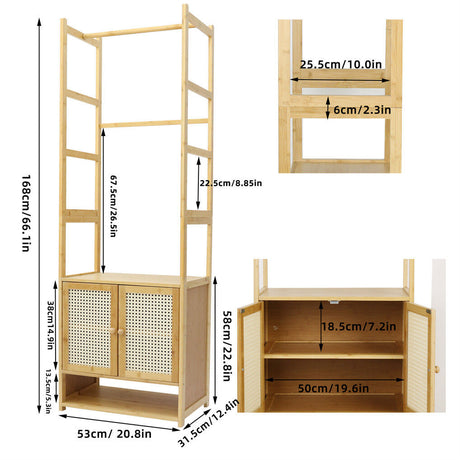 Elegant Bamboo Clothes Rack with Storage