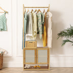 Elegant Bamboo Clothes Rack with Storage