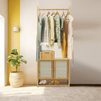 Elegant Bamboo Clothes Rack with Storage
