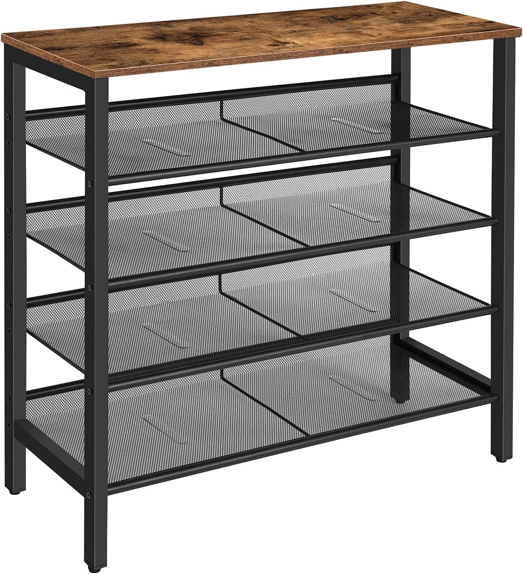 Industrial 5-Tier Shoe Rack and Storage Bench