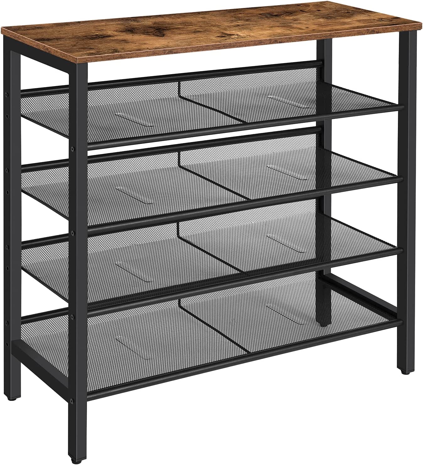Industrial 5-Tier Shoe Rack and Storage Bench