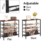 Industrial 5-Tier Shoe Rack and Storage Bench