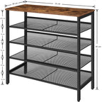 Industrial 5-Tier Shoe Rack and Storage Bench