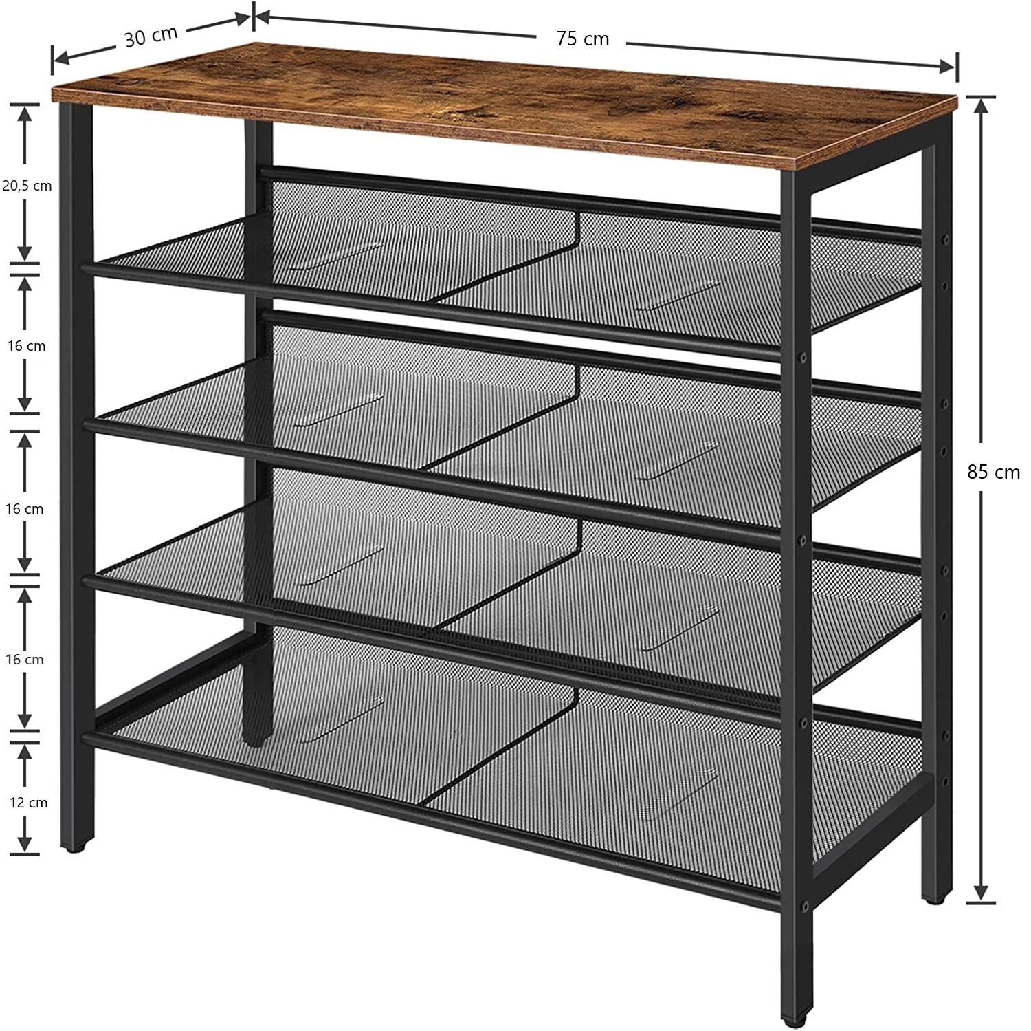 Industrial 5-Tier Shoe Rack and Storage Bench