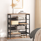 Industrial 5-Tier Shoe Rack and Storage Bench