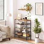 Industrial 5-Tier Shoe Rack and Storage Bench