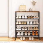 Industrial 5-Tier Shoe Rack and Storage Bench