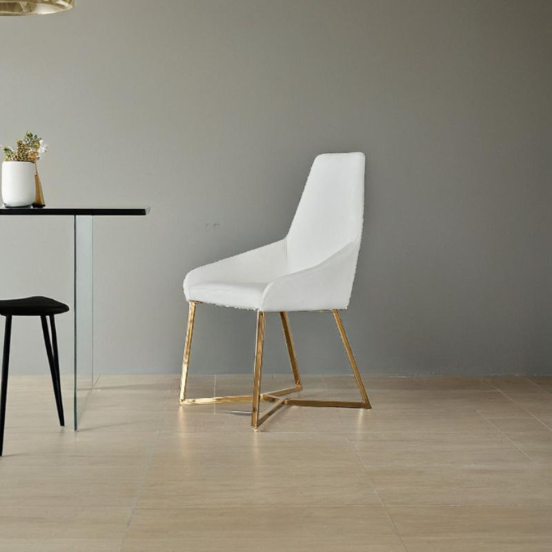 Set of 4 Elegant White PVC Dining Chairs