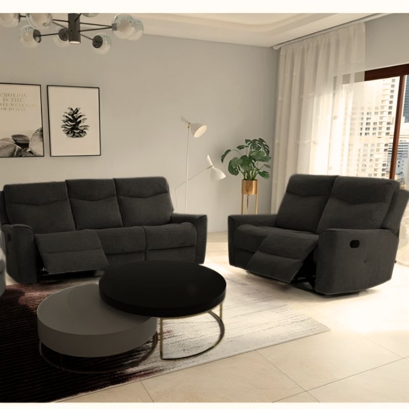 Cosmic Dark Gray Fabric Motion Recliner Sofa Set