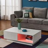 LED High Gloss White Coffee Table with Drawer