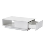 LED High Gloss White Coffee Table with Drawer