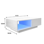 LED High Gloss White Coffee Table with Drawer