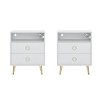 Amelia Modern LED Bedside table with USB and power socket white x 2