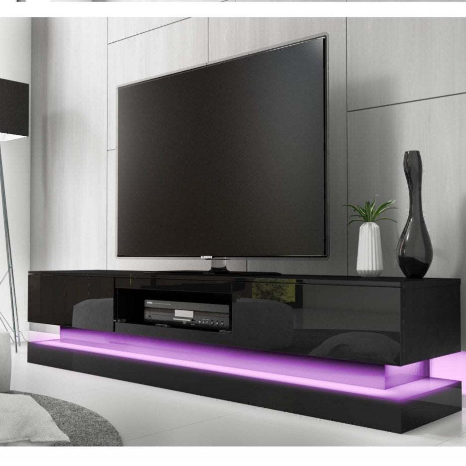 Modern High Gloss LED RGB TV Unit - 220cm