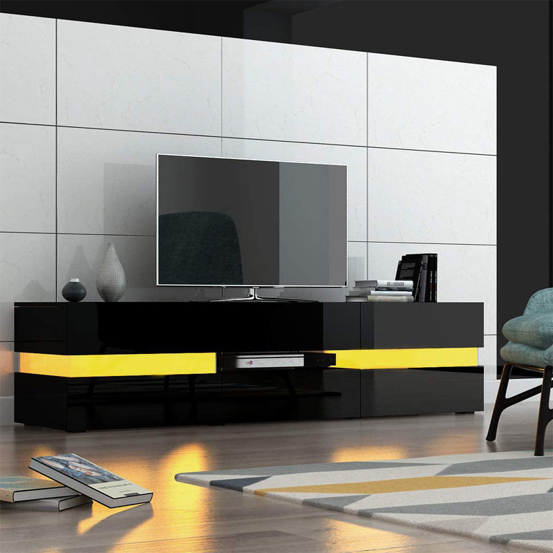 Sleek Black High Gloss TV Entertainment Unit