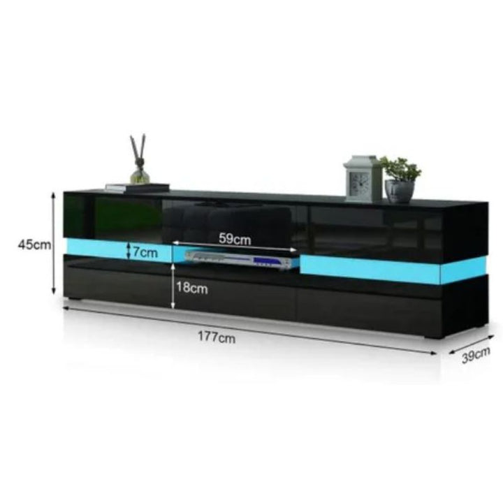 Sleek Black High Gloss TV Entertainment Unit