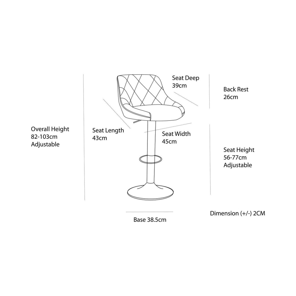 Diamond Style Adjustable Height Barstools - Black