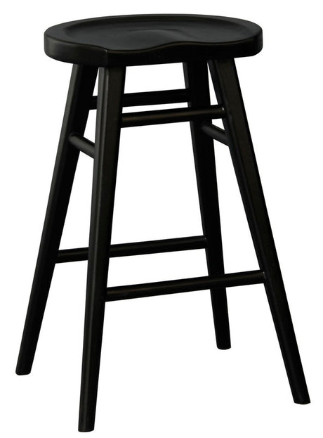 Scandinavian Solid Mahogany Counter Stool - Black